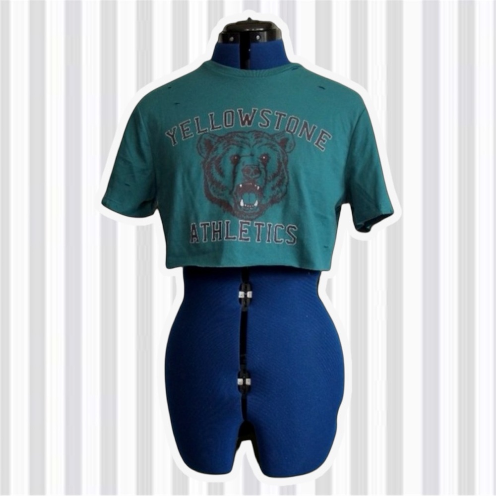 Yellowstone Athletics Teal Cropped T-Shirt